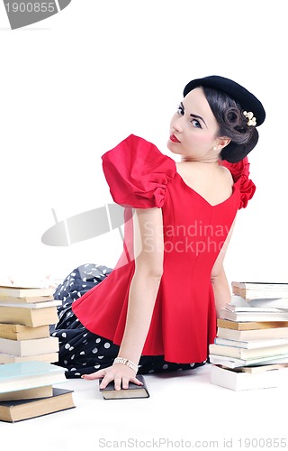 Image of beautiful young woman read book