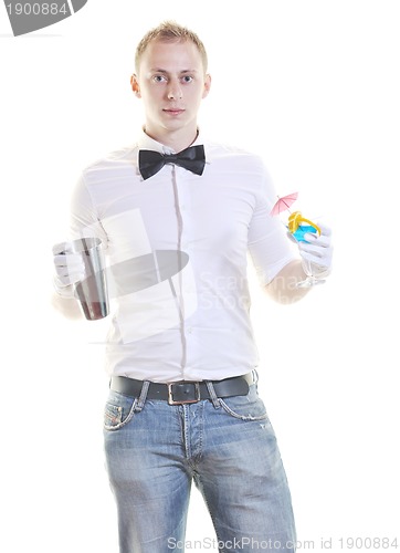 Image of barman portrait isolated on white background