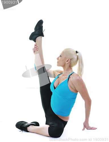 Image of fitness and exercise with blonde woman
