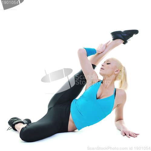 Image of fitness and exercise with blonde woman