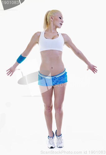 Image of fitness and exercise with blonde woman