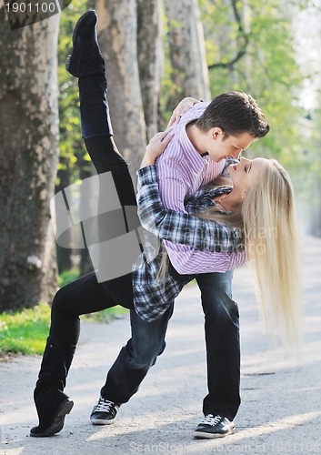 Image of romantic couple in love outdoor