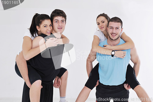 Image of young people group in fitness club