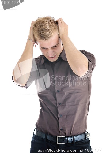Image of one young businessman isolated