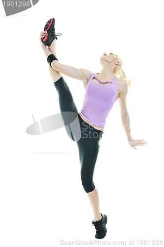 Image of fitness and exercise with blonde woman