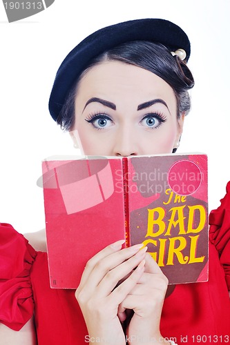 Image of beautiful young woman read book