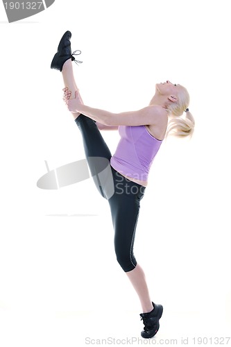 Image of fitness and exercise with blonde woman