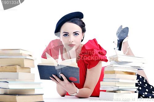 Image of beautiful young woman read book