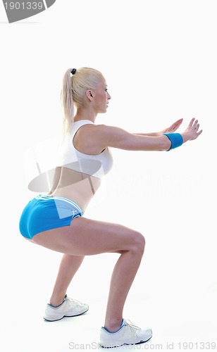 Image of fitness and exercise with blonde woman