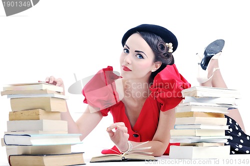 Image of beautiful young woman read book