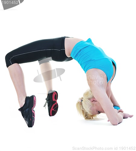 Image of fitness and exercise with blonde woman