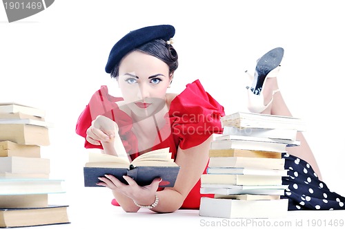 Image of beautiful young woman read book