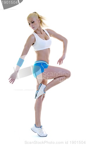 Image of fitness and exercise with blonde woman