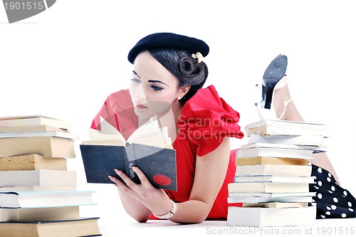 Image of beautiful young woman read book