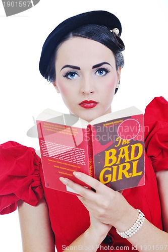 Image of beautiful young woman read book