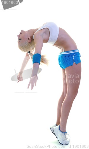 Image of fitness and exercise with blonde woman