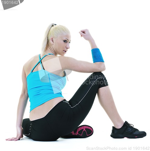 Image of fitness and exercise with blonde woman