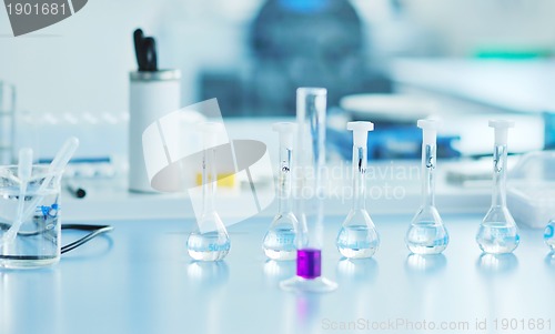 Image of test tubes in bright modern labaratory