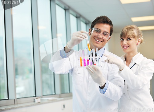 Image of science people in bright lab