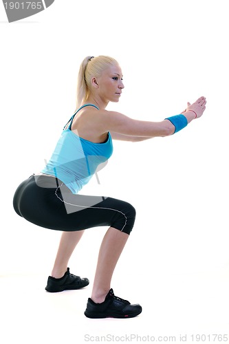 Image of fitness and exercise with blonde woman