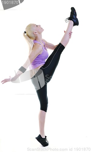 Image of fitness and exercise with blonde woman