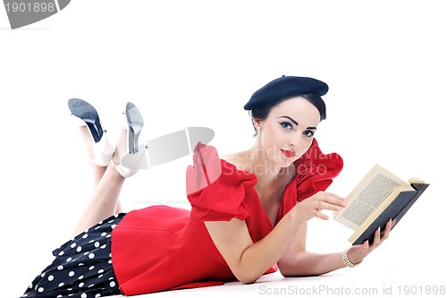 Image of beautiful young woman read book
