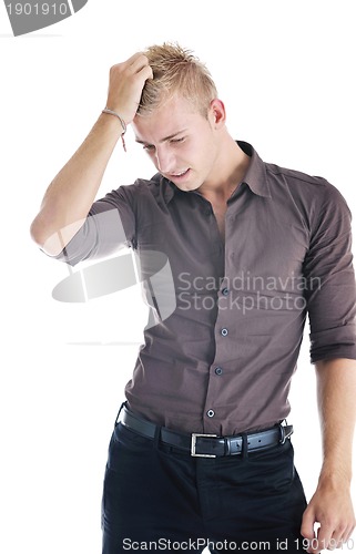 Image of one young businessman isolated