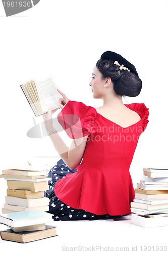 Image of beautiful young woman read book