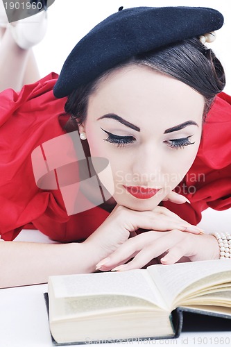 Image of beautiful young woman read book