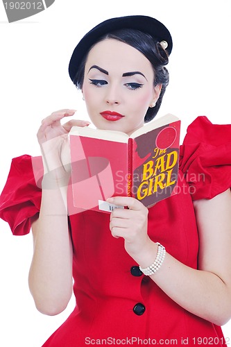 Image of beautiful young woman read book