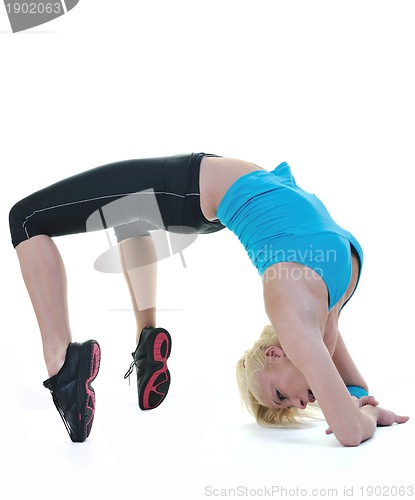 Image of fitness and exercise with blonde woman