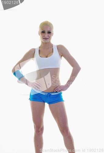 Image of fitness and exercise with blonde woman