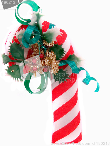 Image of Candy Cane With Holly Tree Ornament