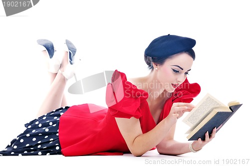 Image of beautiful young woman read book
