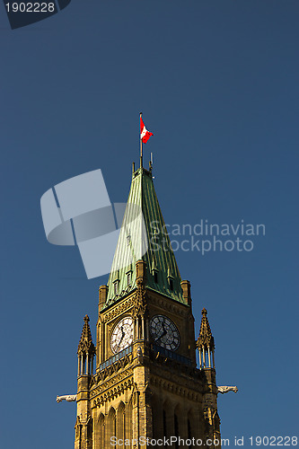 Image of Peace Tower at the Canadian Parliament in Ottawa, Canada