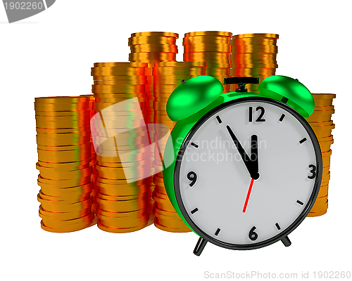 Image of Alarm clock and coins