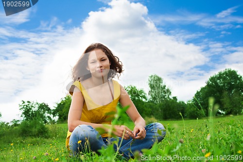 Image of nice pretty girl in park