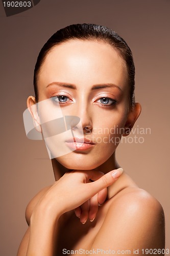 Image of Beauty portrait on chocolate background