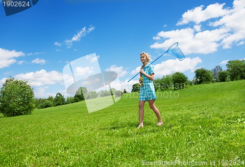 Image of girl and beautiful countryside landscape