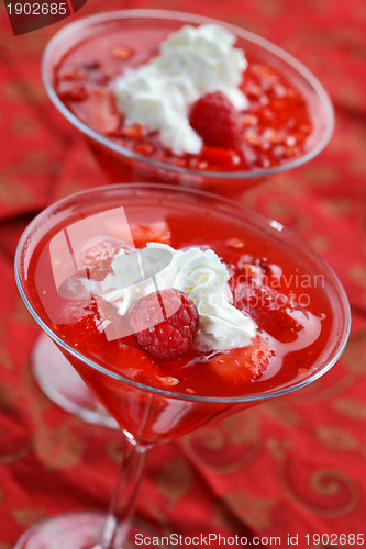 Image of Strawberry jelly with cream for Christmas