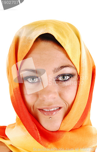 Image of Beautiful face with scarf.