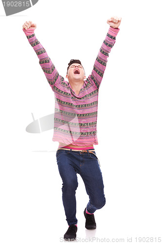 Image of casual man looking very happy