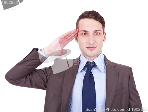 Image of military businessman saluting