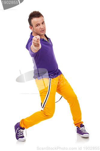 Image of  dancer posing and pointing at you