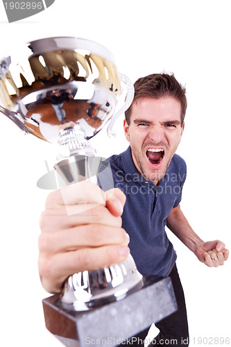 Image of ecstatic young man winning
