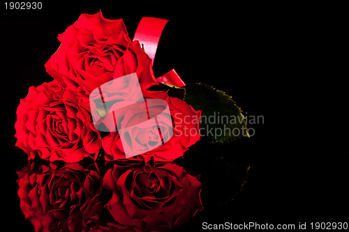 Image of three roses on black background