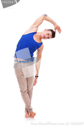 Image of man  doing some stretching exercises 