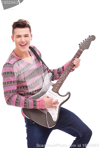Image of Rock star with an electric guitar