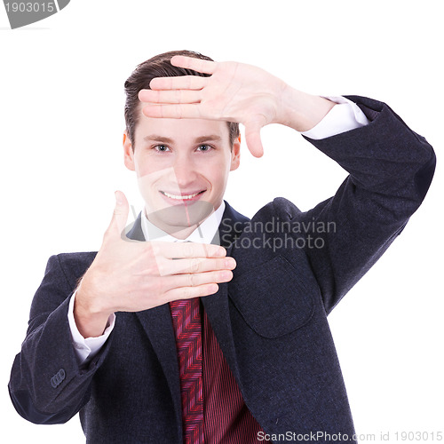 Image of business man making a hand frame