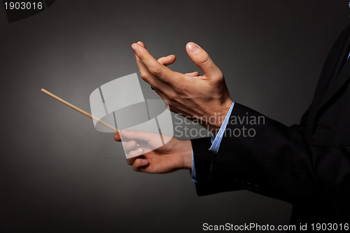 Image of male music conductor directing 